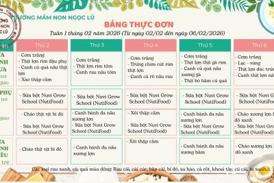 Thực đơn tuần 1 tháng 2 năm 2026