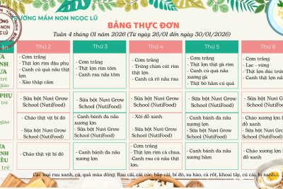 Thực đơn tuần 4 tháng 1 năm 2026