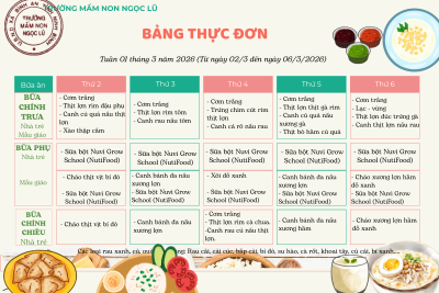 Thực đơn tuần 1 tháng 3 năm 2026