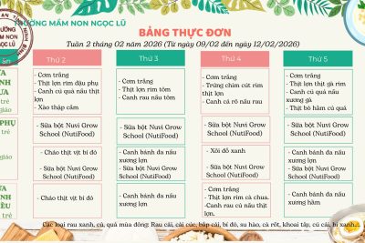 Thực đơn tuần 2 tháng 2 năm 2026